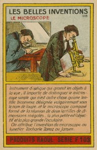 美しい発明カード、顕微鏡 作： French School