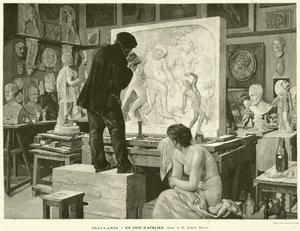 美術品 「アトリエのコイン」 M・エドゥアール・ダンタンの絵画（エングレービング 作： French School