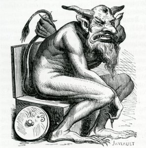 ベルフェゴール、ジャックアルビンサイモンコリンドプランシー作「Dictionnaire Infernal」のイラスト、1863 作： French School
