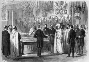 Ben Mahi Ed Din Abd El Kader (Abd El-Kader) (1808 - 1883) 砲兵博物館を訪れたアルジェリアの首長（7月18日 作： French School