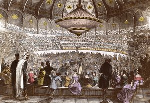 ベルリオーズ、1845年1月19日にパリのシルク・オリンピックでコンサートを指揮 - ヘクトル・ベルリオーズ（1803-1869）、パリのシャンゼリゼのオリンピック・サーカスのホールにて 作： French School
