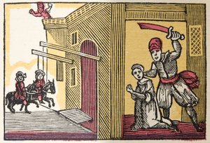 M Perraultのパブ、Mother GooseがWith Moralsと語った、Histories or Tales of Past TimesのBlue Beard。 1925年（手塗りの木版画） 作： French School