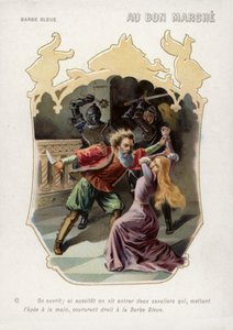 青ひげの妻は、夫に殺されるところを兄弟の登場によって救われる（クロモリソウ 作： French School