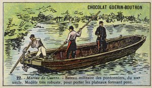 フランス軍の橋梁工事の船 作： French School