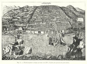 アルジェへの海上爆撃（1683年）：17世紀の版画より 作： French School