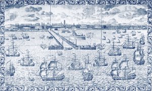 1695年8月11日のダンケルク砲撃（セラミック） 作： French School