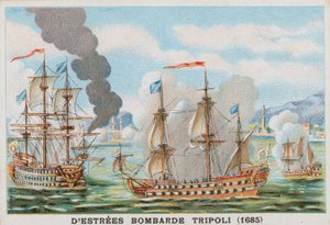 1685年、フランス提督、ジャンIIデストリーによるトリポリ爆撃