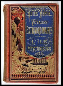 ジュールヴェルヌ（1828〜1905年）、ヘッツェル版1875の神秘的な島のブックカバー 作： French School
