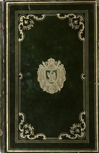 ナポレオンボナパルト（1769-1821）の紋章付きの本の装丁（緑の革と金）