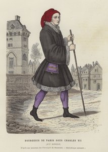 15世紀のシャルル7世治世のブルジョワパリジャン男性 作： French School