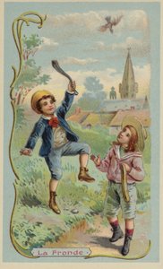 スリングで鳥を殺す少年 作： French School