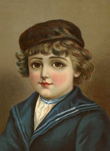 大きな茶色の目をしたセーラー服の少年 作： French School