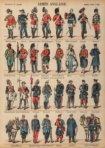 イギリスとスペインの軍服（彩色済み彫刻 作： French School