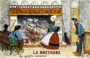ブルターニュ：ガレットがチミニー（クレープ）に戻った - 絵葉書、deb.XX世紀 作： French School