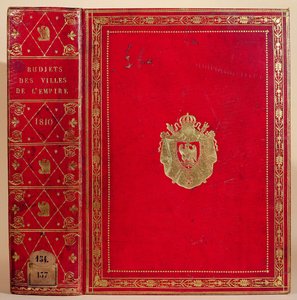 ナポレオンボナパルト（1769-1821）1810（赤いモロッコの革と金）の紋章で囲まれたフランス帝国の町の予算（165117も参照）