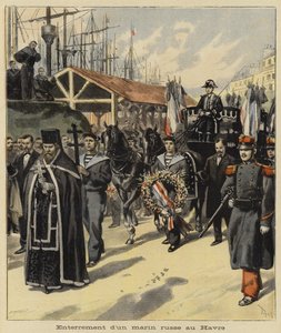 1897年、フランスのルアーブルでのロシアの船員の埋葬 作： French School