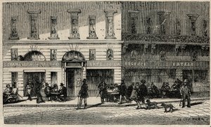 19世紀のパリ、パレ・ロワイヤル広場のカフェ・ド・ラ・レジャンス - エドモンド・テクシエ1852年の「Tableau-de-Paris」に掲載されたエングレーヴィング。 作： French School