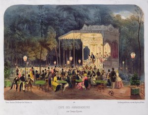カフェデアンバサダー、シャンゼリゼ、1850年頃 作： French School