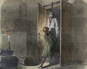 Calas事件：1761年10月13日、Marc Antoine CalasがToulouseのファミリーブティックで絞首刑にされているのが発見される-Armand Fouquier (1817-18) 1858-1867の「Causes celebres de tous les peuples」に掲載されたエングレーヴィング-個人蔵 作： French School