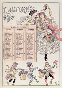 1886年秋のカレンダー、1885年 作： French School
