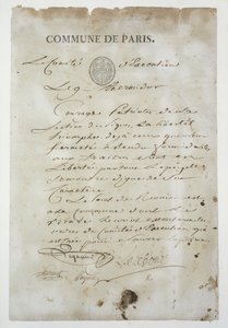 Maximilien de Robespierre（1758-94）からCommune、9 Thermidor An 2（1794年7月27日）への電話（紙にペンとインク）
