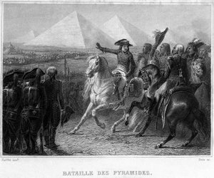 エジプトのキャンペーン（遠征）（1798〜1801年）。ピラミッドの戦い（1798年）-ティエールの「フランス革命」に掲載。19世紀 作： French School