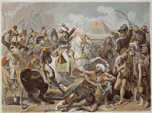 エジプトのキャンペーン（遠征）（1798〜1801年）。ピラミッドの戦いでのナポレオン（7月21日
