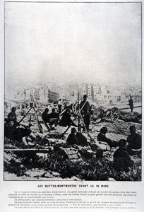 1871年3月18日のイブのビュットモンマルトルの大砲（bw写真） 作： French School