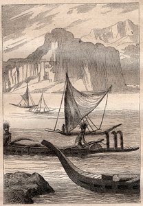 マルキエス諸島のカヌー - "The Great Mariners of the 18th century "から引用したイラスト