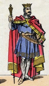カペティアン王朝。ユーグ・カペ（940-996）の肖像 987年から996年までフランク王国の王。19世紀末のエピナル撮影。個人蔵。