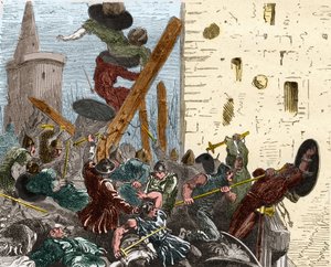 1209年8月、アルビジェに対する十字軍遠征中のカルカッソンヌのキャプチャ。ポール・ルージュール著「フランス百年史」（1891年）に掲載された版画 作： French School