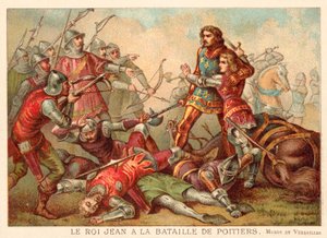 ポワティエの戦いでフランスのジョン2世を捕らえる 作： French School