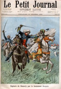 スーダンの指導者でフランスのアフリカ植民地化に反対したサモリー・トゥーレ（1830年頃～1900年）を、グロー大尉とジャクイン中尉が捕らえます。スーダン 作： French School