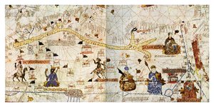 1413年のサハラ砂漠のキャラバンルート、「Histoire de la Locomotion Terrestre...」より、1935年頃（版画）（版画） 作： French School