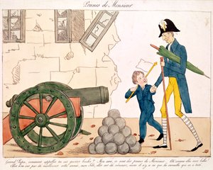 チャールズX（1757-1836）とアンリ（1820-83）の風刺画、1830年7月25日のボルドー公爵 作： French School