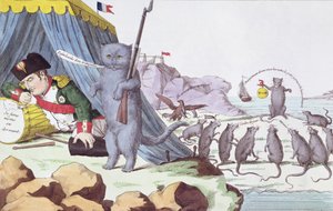エルポのナポレオンボナパルト（1769-1821）の風刺画、1814-15年頃 作： French School