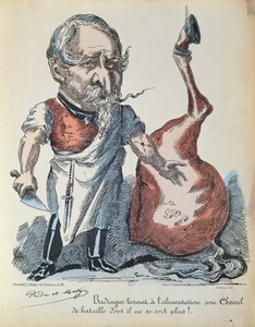 ナポレオン3世の似顔絵（1808-73）、1870年のパリ包囲戦中の馬肉屋 作： French School