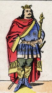 カロリング王朝。Charles III Le Gros (839-888) 881年から887年までのフランク王国の王の肖像。19世紀末のエピナル画像。個人蔵。 作： French School