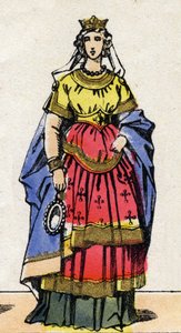 カロリング王朝時代。ポートレート イタリアのエマ（旧姓：948年頃） フランスの女王 ロタイアの妻（941-986年）。19世紀末のエピナル画像。個人蔵。