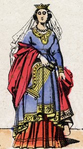 カロリング王朝時代。ラウル・オブ・フランス（890-936年）の妻、エマ・オブ・フランス（894-934年）の肖像。19世紀末のエピナル撮影。個人蔵。