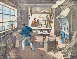大工のワークショップ、1860年頃 作： French School