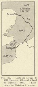 ナショナル号（1886年）に乗船したMMエルベとアロアードの航海の地図、maximaでの航海士の経験（彫刻 作： French School