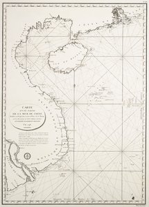 1798年、ロシリ副提督の観察に基づき、海図・海洋計画局で作成された中国海域の一部分の地図。 作： French School