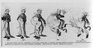 アメリカ合衆国の土地取得に関する漫画のコメント、ルリールのイラスト、1895年3月4日 作： French School