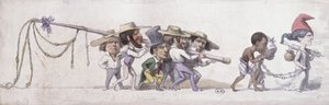 植民地の奴隷商人としてのフランスを描いた漫画、1845-48年頃（紙にペンとインク、水彩画