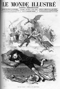 1888年のクラスレンタルに近づく休日の終わりから非難する若い小学生の漫画。 作： French School