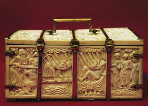 ロマンス文学の場面が収められた棺、1330年代 作： French School