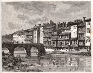Castres - Languedoc-Roussillon-Midi-Pyrenees - V.-A. Malt-Brownによる "La France illustree: Geography, history, statistical administration "に掲載された彫刻。V.-A. Malt-Brown著 "La France illustree: geography, history, statistical administration "の版画。1884 作： French School