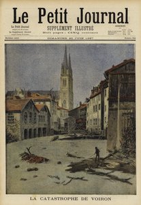 フランス、ヴォワロンでの壊滅的な洪水、1897年 作： French School