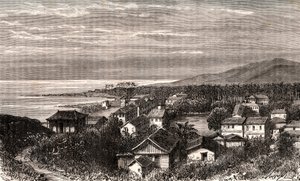 カイエンヌ - Commune en outre mer Guyane - V.A. Malt-Brown著「La France illustree: geography, history, statistical administration」に掲載された彫刻。1884 作： French School